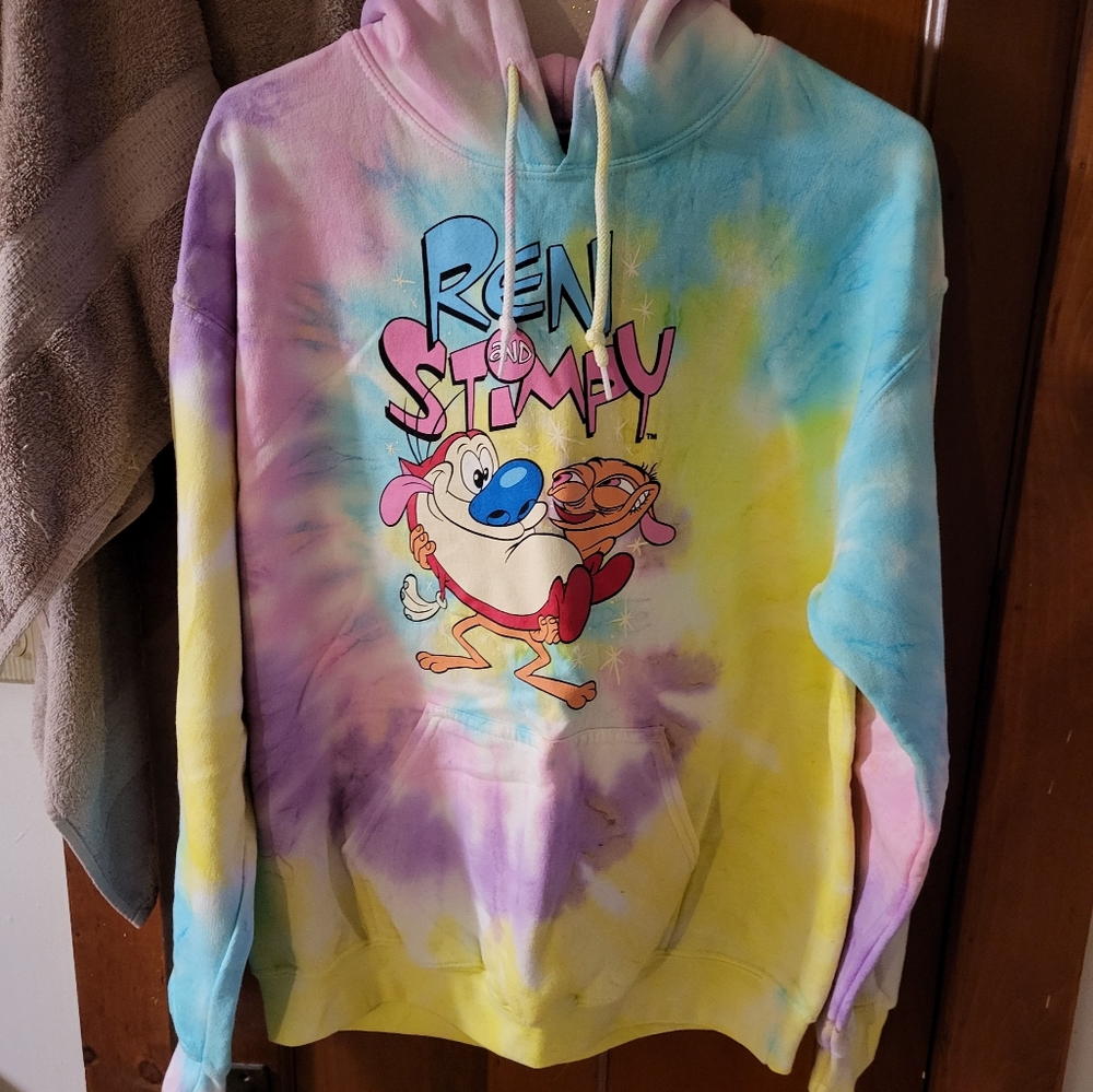 Nickelodeon Ren & Stimpy tie dye hoodie unisex size medium.  NWT.